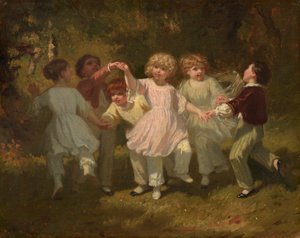 Kinder spielen in einem Park, um 1860