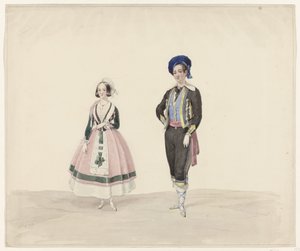 Mann und Frau in historischen Kostümen, 1841