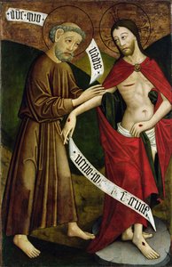 Christus und St. Thomas, Panel des ehemaligen Hochaltars der Kirche St. Peter und Paul in Csíksomlyó, ca. 1480