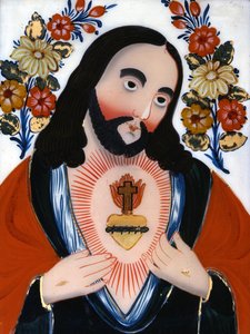 Das Heilige Herz Jesu, 2. Hälfte des 19. Jahrhunderts (bemaltes Glas) von Hungarian School
