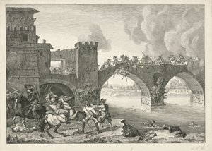 Kampf auf einer Brücke von Hyacinth de La Pegna