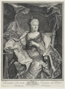 Elizabeth Charlotte Palatine vom Rhein, Herzogin von Orleans, graviert von Charles Louis Simmoneau (1645-1728)