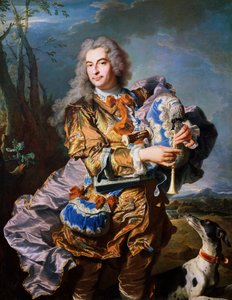 Gaspard de Gueidan spielt Dudelsack, ca. 1735, von Hyacinthe Rigaud. Detail. Frankreich