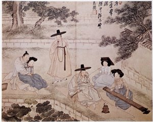 Musik, Parfüm und Paar in einem Garten, Korea - von Hye-Wol, Yi-Dynastie von Hyewon