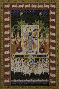 Herr Krishna und Kühe