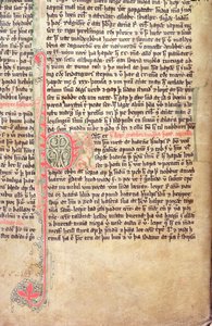 Historiierte Initiale P am Anfang der Saga der Grönländer, aus Flateyjarbok (Das Buch von Flatey) spätes 14. Jahrhundert