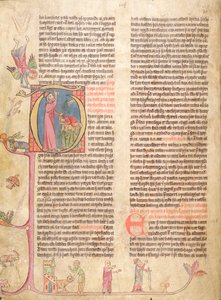 Historiierte Initiale P, die das Opfer Abrahams darstellt, aus Stjorn (Regierung)