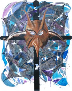 Unheilvolle gehörnte Maske Kreuz