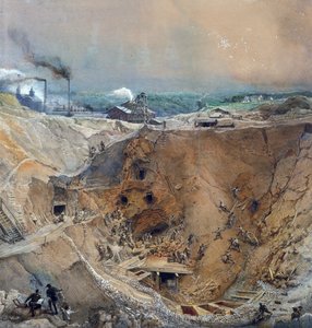 Tagebau bei Vieille Montagne, Saône-et-Loire, ca. 1854