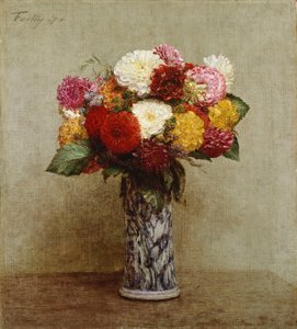 Dahlien in einer chinesischen Vase von Ignace Henri Jean Fantin Latour