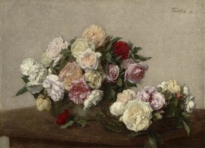 Rosen in einer Schale und Schüssel, 1885 von Ignace Henri Jean Fantin Latour