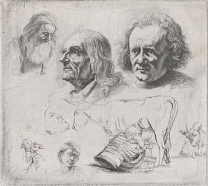 Studie von sechs Köpfen und einer Milchmagd, 1816 von Ignace Joseph de Claussin