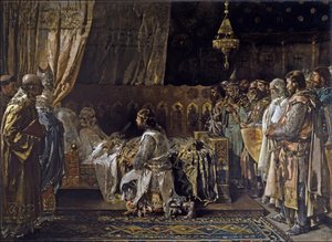 König Jakob I. der Eroberer übergibt sein Schwert an seinen Sohn Pedro, 1881
