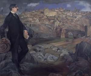 Maurice Barres mit Toledo im Hintergrund von Ignacio Zuloaga y Zabaleta