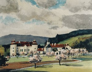 Schloss Weinzierl bei Wieselburg, ca. 1909 (Aquarell auf Papier) von Igo Potsch