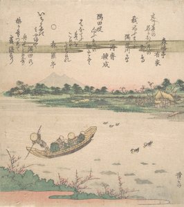 Boot überquert den Fluss, ca. 1840 von Ikeda Eisen