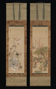 Blumen und Vögel der vier Jahreszeiten, Mitte des 19. Jahrhunderts von Ikeda Koson