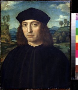 Porträt eines Mannes. Gemälde von Francesco Raibolini genannt il Francia (1450-1518) Puschkin-Museum, Moskau