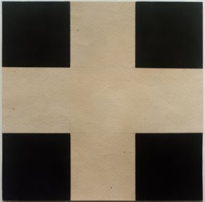 Weißes Kreuz auf schwarzem Grund