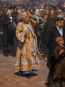 Religiöse Prozession in der Provinz Kursk (Detail) von Ilya Efimovich Repin