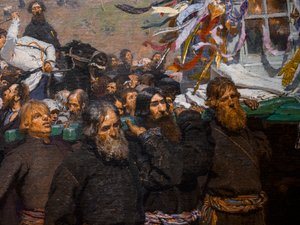Religiöse Prozession in der Provinz Kursk (Detail) von Ilya Efimovich Repin
