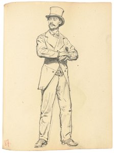 Studie für "Ein Pariser Café": Stehender Mann mit Hut, Beine auseinander, ca. 1872-1875