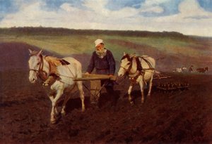 Der Pflüger Leo Nikolajewitsch Tolstoi beim Pflügen, 1887, 1965 von Ilya Efimovich Repin