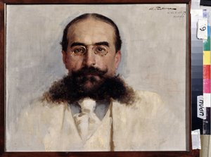 Porträt des Schriftstellers, Pädagogen und Dramatikers Vladimir Nemirovich-Danchenko (1858-1943). Gemälde von Ilya Savvich Galkin (1860-1915) von Ilya Savich Galkin