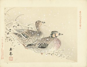 Paar Enten im Schnee von Imao Keinen