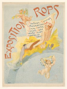 Plakat für eine Ausstellung mit Werken von Felicien Rops von Imprimerie Crété