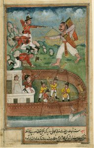 Indische Dämonen greifen Fort an, das von europäischen Truppen verteidigt wird, ca. 1790