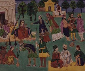 Sitten und Gebräuche, eine von vier Zeichnungen, die die Herstellung und den Gebrauch von Betäubungsmitteln darstellen, von einem Künstler aus Amritsar, Punjab, ca. 1870