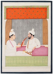 Ein Porträt von Raja Sansar Chand von Kangra und seinem Sohn Aniruda Chand, Kangra, Punjab Hills, Nordindien