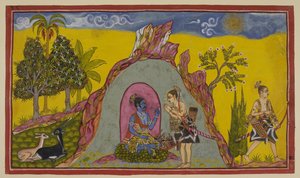 Auf dem Berg Prasravana warten die beiden Prinzen auf den Herbst und die Kriegssaison, während sie die Schönheit der Flora und Fauna auf dem Berg und die Wunder der Regenzeit genießen