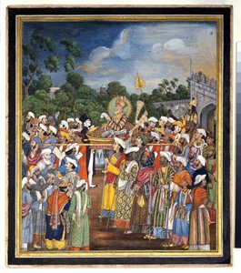 Akbar Shah II empfängt den britischen Residenten, ca. 1810 von Indian School