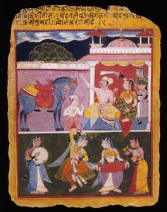 Eine Illustration zu Rasikapriya von Keshav Das, frühes 17. Jahrhundert von Indian School