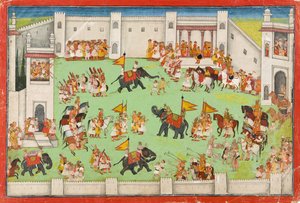 Ankunft des Bräutigams im Palast, Folio aus einem Ramayana