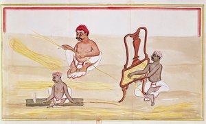 Stühle für den Export nach Großbritannien flechten (Feder & Tinte und Aquarell auf Papier) von Indian School