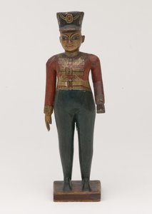 Geschnitzte Holzfigur eines britischen Offiziers des 3. Madras von Indian School