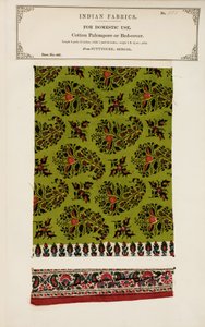Baumwoll-Palempore- oder Bettdeckenprobe aus Futtygurgh in Bengalen, aus The Collection of the Textile Manufacturers of India, von John Forbes Watson, veröffentlicht 1866