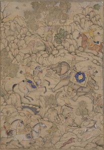 Gefahr bei einer Löwenjagd, ca. 1600 von Indian School