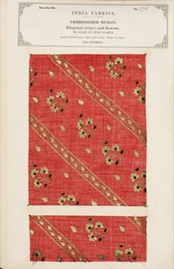 Dicht bestickte Musselinprobe aus Madras, aus The Collection of the Textile Manufacturers of India, von John Forbes Watson, veröffentlicht 1866