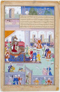Kaiser Babur hält Hof, Mogulzeit, Herrschaft von Akbar von Indian School