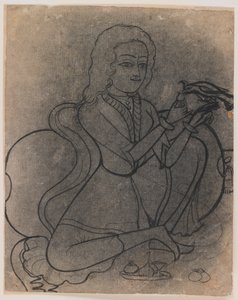 Europäisches Mädchen füttert einen Papagei, ca. 1780