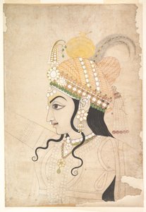 Kopf von Krishna: Karton für ein Wandgemälde des Raslila, ca. 1800 von Indian School