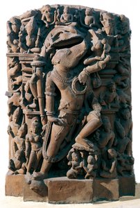 Indische Kunst: die hinduistische Gottheit Vishnu in Form eines Ebers. Aus Khajuraho, Indien. Chandela-Periode