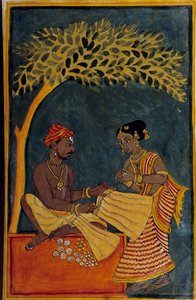 Indische Kunst: Ein Stoffhändler von Indian School