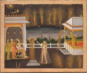 Damen feiern Diwali, ca. 1760 von Indian School