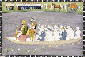 Maharaja Gulab Singh auf dem Wular-See in Kaschmir, ca. 1840