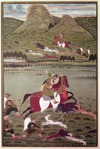 Maharana Jawan Singh von Mewar jagt Wildschweine, Udaipur von Indian School